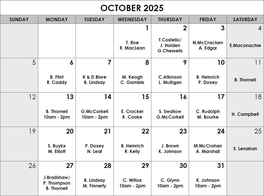 Oct roster