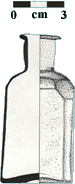 A faceted glass  scent (?) bottle MM-4-44-3-1.(Drawn by: Geoff Hewitt)