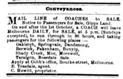 Gippsland Coach Service ad 1865