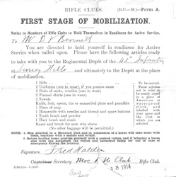 WWI mobilisation document