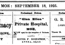Glen Ellen private hospital newspaper extract