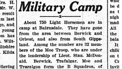 WWII Military camp newspaper extract 1939