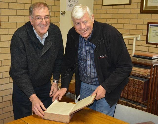 Shire President Geoff Curnow with George Swinburne, Laanecoorie, 2013.