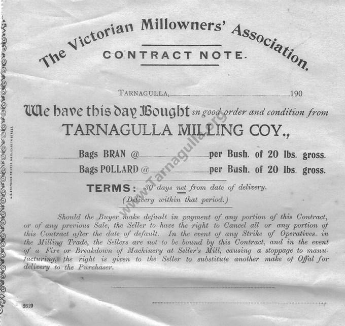 Tarnagulla Milling Coy., Contract Note c 1900