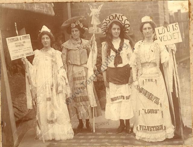 The four Bool sisters c.1905 in fancy dress supporting the Exchange Store.
From the Win and Les Williams family collection.