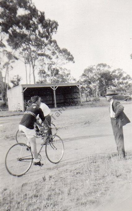 Claude James observes cycling at Tarnagulla Reserve