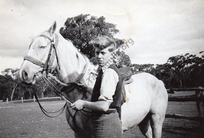 Bobby Emery aged 16 with Fred Williams horse Madge, at Waanyarra
