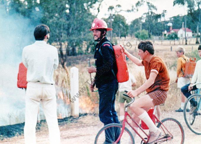 38.	Peter Williams, Leonard Williams (no relation to Fred) and Barry Williams at Tarnagulla Rural Fire Brigade Practice