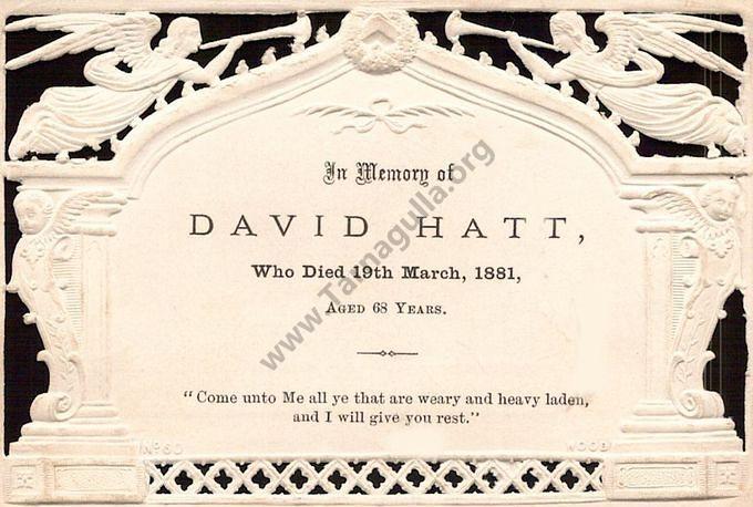 Remembrance Card for David Hatt 1881