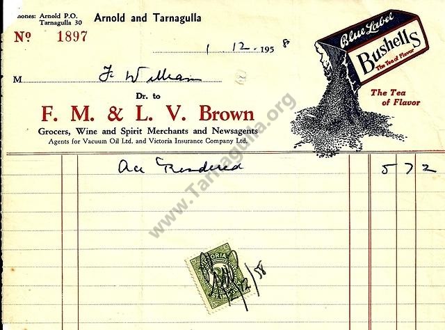 Brown of Arnold Invoice, 1958