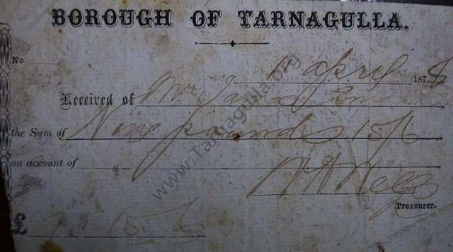 Borough Receipt to James Small, 1878.