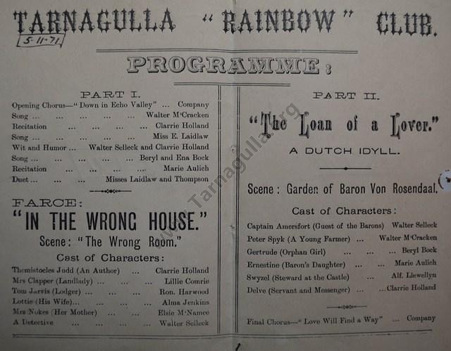 Tarnagulla Rainbow Club Concert, Dunolly, 1924.