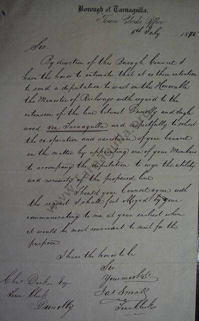Borough of Tarnagulla Letter, 1875.