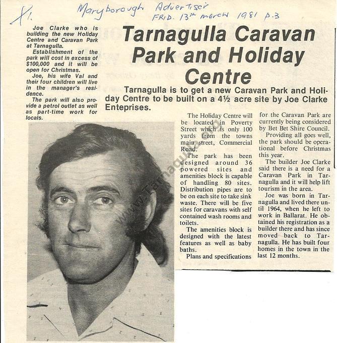 Tarnagulla Caravan Park and Joe Clarke