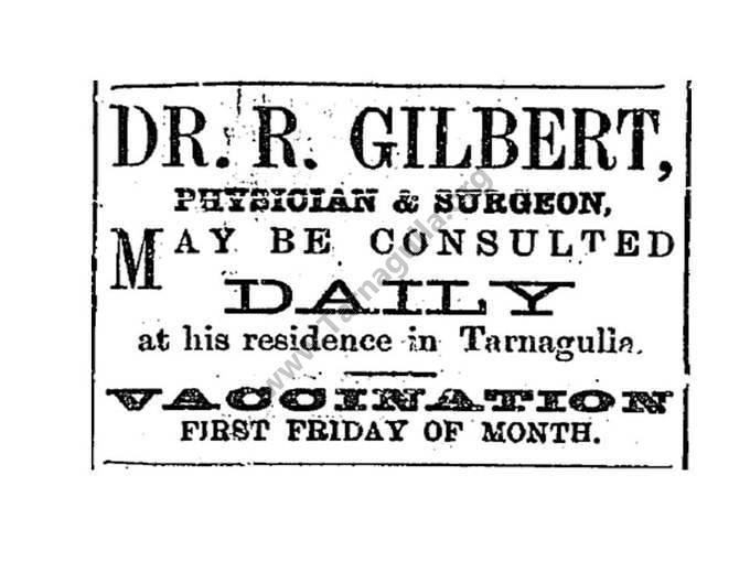 Dr R. Gilbert advertisement in The Tarnagulla & Llanelly Courier 12 November 1887