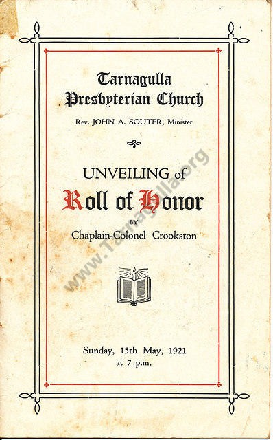 Pres. Roll of Honour 1921