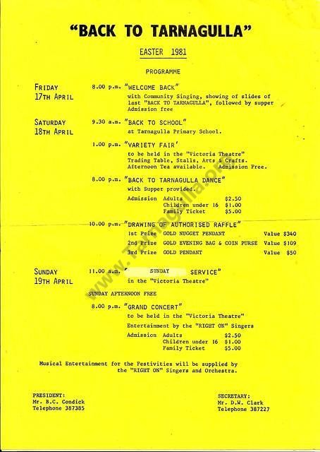 Programme for Back to Tarnagulla 1981