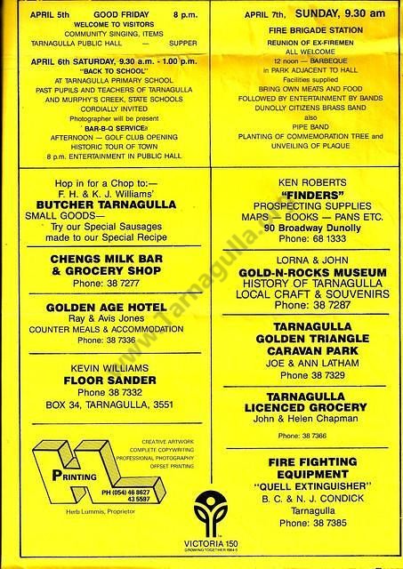 Programme for Back to Tarnagulla 1985