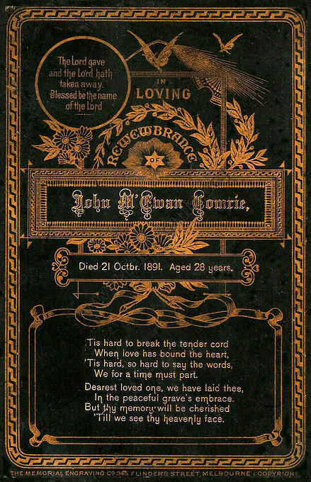 In Memorium Card for John Comrie