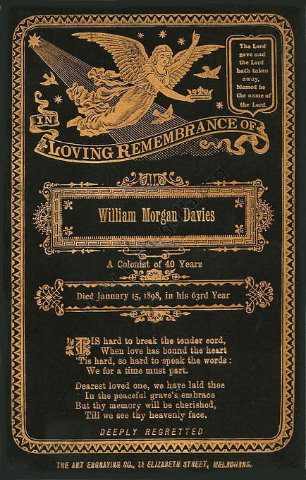 In Memorium Card for William Morgan Davies