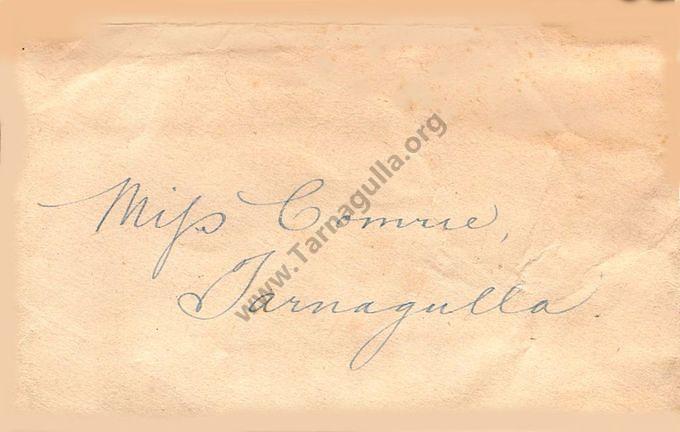 Envelope addressed to Miss Comrie , Tarnagulla