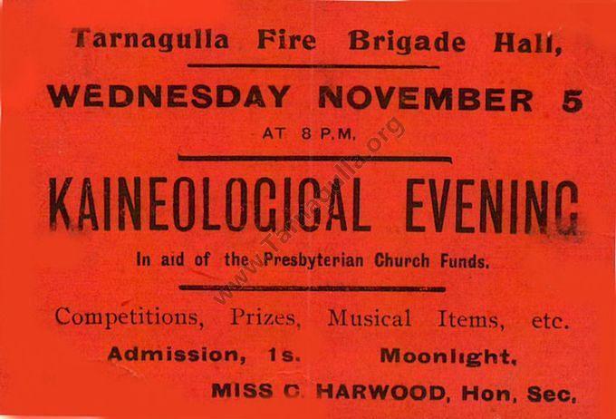 Ticket to a Kaineological Evening in the Tarnagulla Fire Brigade Hall  5 November (?) 1880