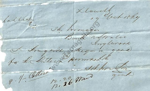 Colonial Bank Telegram, 1869.