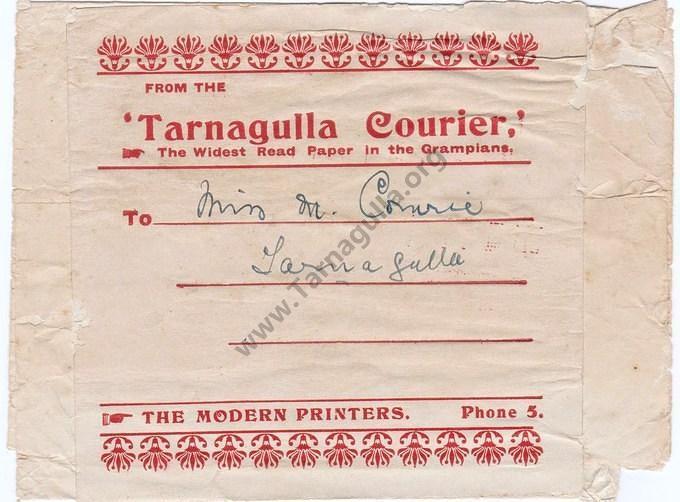 Tarnagulla Courier Post label c 1910