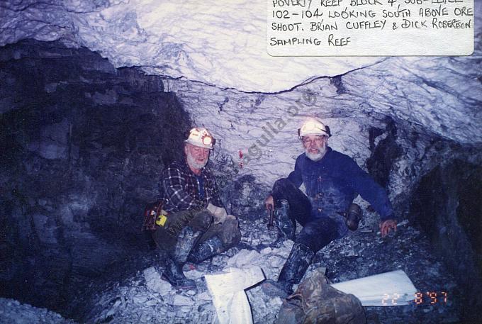 1997 Reef Mining NL Brian Cuffley, Dick Robertson sampling the face