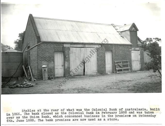 Stables at rear of Colonial Bank Building