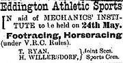 Advertisement for Eddington Athletic 24 May1894