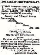 Sale of Garland General Store, Eddington  January 1887