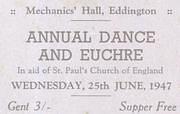 Annual Dance and Euchre 25 June 1947