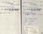Invoices of SJ & VM Hovey, General Store Laanecoorie 1 January 1950 and 1 May 1950