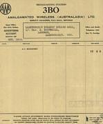 Account from AWA(Australasia) Ltd 3BO Broadcasting Station October 1953