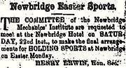 Newbridge Mechanics' Institute Easter Sports 1887