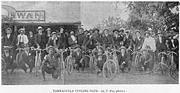 Tarnagulla Cycling Club at the White Swan Hotel, Waanyarra, May 1905.