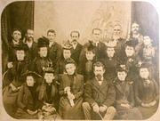 Tarnagulla Wesleyan Choir, c.1890.
    The gentleman in the front row is  H.W.Treloar. 
     Second from left front row is 
          Margaret Davies.