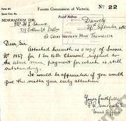 Invoice from Forests Commission Victoria to Great Western Mine, Tarnagulla 29 September 1942
