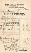 Invoice from Tarnagulla Bakery 1914