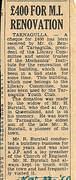 Tarnagulla Mechanics Institute - Newspaper Cutting 23 Nov. 1960.