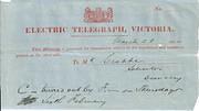 Telegram dated 26 March 1862 from Tarnagulla Telegraph Office