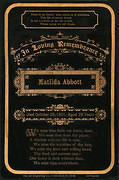 In Memorium Card for Matilda Abbott