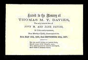 In Memorium Card for TMT Davies