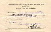 War Loan Instalment receipt 1 August 1917