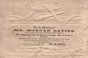 In Memorium Card For Morgan Davies, 1861