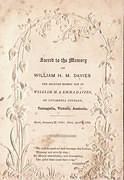 In Memorium Card For William H.M. Davies, 1861
