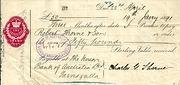 Promissory Note Drawn on Union Bank, Tarnagulla, 1891