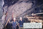 1997 Reef Mining NL Pov Reef-Nick O' Time Shoot 2W above 'D' Fault. Gary Spaul, Tim Evans. Discovery hole RMD19 drill rods exposed