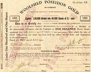 Share Certificate of Woolshed Poseidon Gold dated 1933
David Gordon Collection.